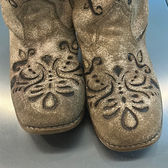 Little Girl Roper Belle Tan Cowboy Western Boots GUC sz 12 Leather Upper Balance - Picture 5 of 17